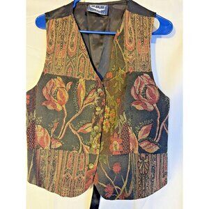 Patchwork Tapestry Vest Vintage 90s Women’s Large L Dark Academia Indie Floral